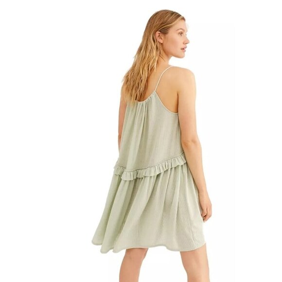 Free People Rosaline Tunic Dress Green Mini Tiered Rope Strap Summer Flowy M - Picture 2 of 13